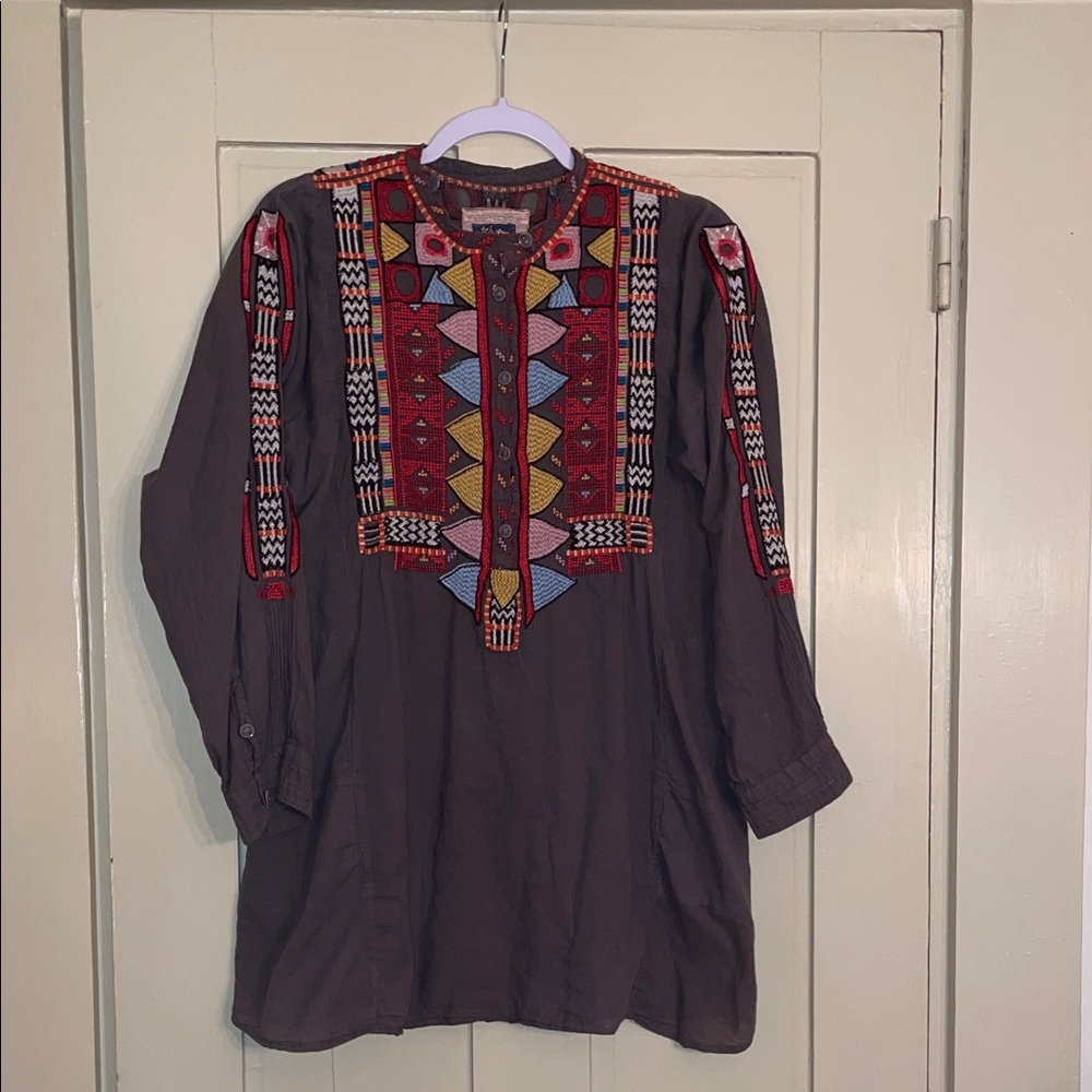Johnny Was Biya embroidered tunic top size M